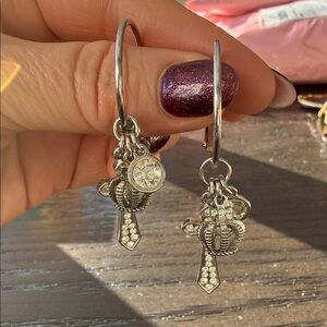 Park Lane Silver Crown Charm Earrings